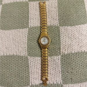 Vintage PRESTIGE BY WALTHAM Gold-Tone Watch w/ White Dial